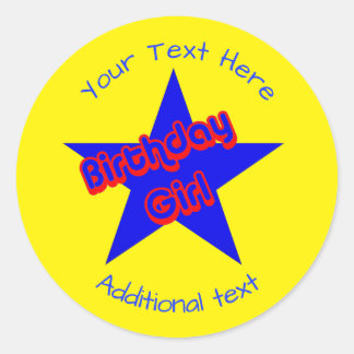 Sticker Rond Anniversaire fille mignonne personnalisée