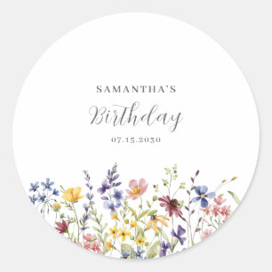 Sticker Rond Anniversaire Floral fleur sauvage