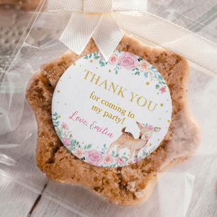 Sticker Rond Anniversaire floral rose cerf