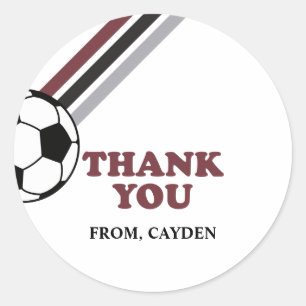 Sticker Rond Anniversaire Football Rayures Marron Let's Kick It