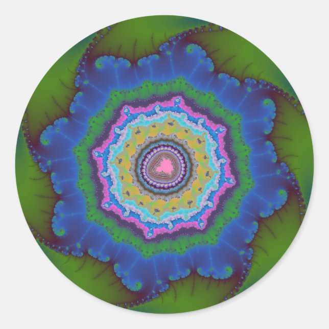 Sticker Rond Anniversaire fragile vert et bleu (Devant)