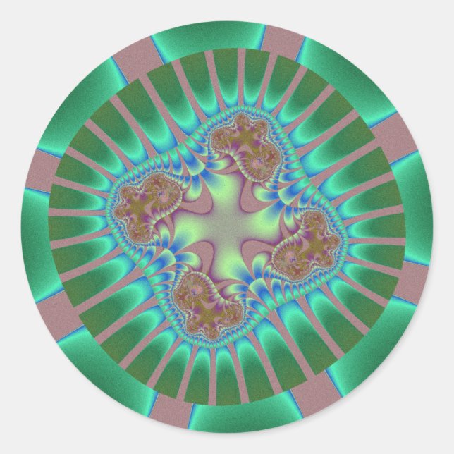 Sticker Rond Anniversaire fragile vert et rose (Devant)