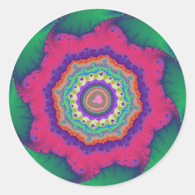 Sticker Rond Anniversaire fragile vert et rose (Devant)