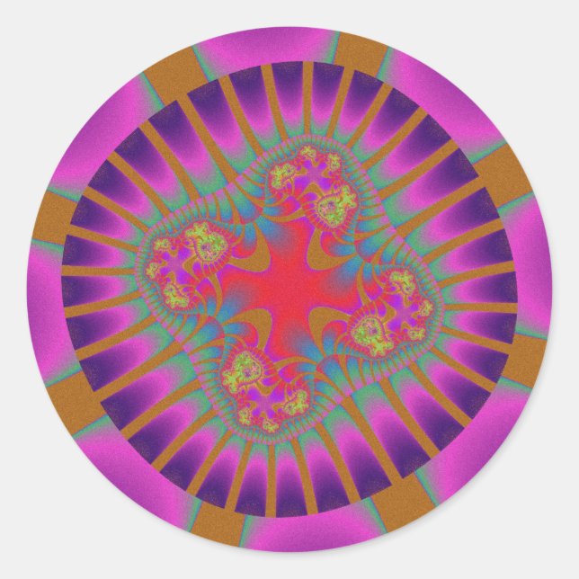 Sticker Rond Anniversaire fragile violet et rose (Devant)