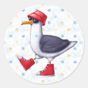 Sticker Rond Anniversaire Fun Jote Seagull Bird