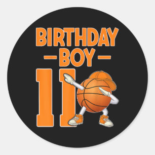 Sticker Rond Anniversaire Garçon 11 ans Basketball de baseball