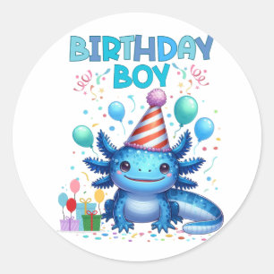 Sticker Rond Anniversaire Garçon Axolotl Vibes Joli Conception