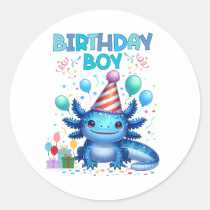 Sticker Rond Anniversaire Garçon Axolotl Vibes Joli Conception