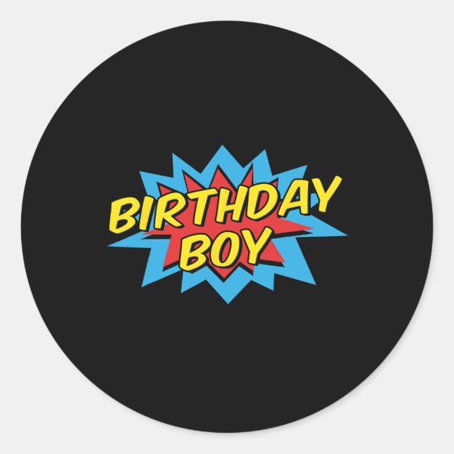 Sticker Rond Anniversaire Garçon Cute Enfants Superhero Corresp (Devant)