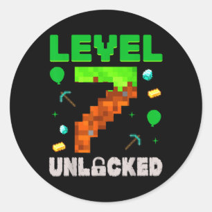 Sticker Rond Anniversaire Garçon Niveau 7 Déverrouillé 7e Anniv