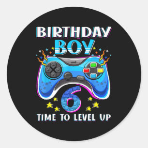 Sticker Rond Anniversaire Garçon Temps De Niveau Up Gamer Jeu V