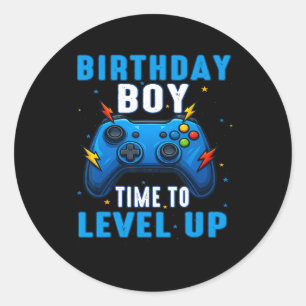 Sticker Rond Anniversaire Garçon Temps De Niveau Up Gamer Jeu V