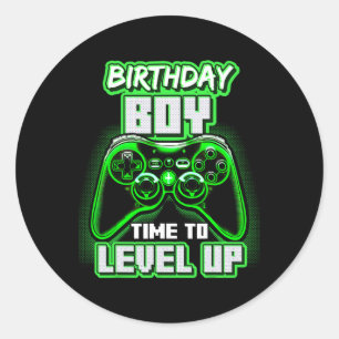Sticker Rond Anniversaire Garçon Temps De Niveau Up Video Jeu A
