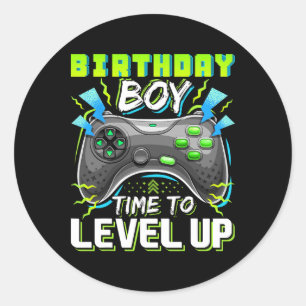 Sticker Rond Anniversaire Garçon Temps De Niveau Up Video Jeu A