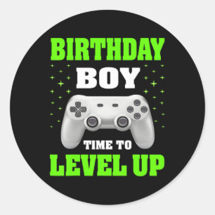 Sticker Rond Anniversaire Garçon Temps De Niveau Up Video Jeu A