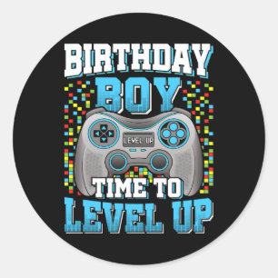Sticker Rond Anniversaire Garçon Temps De Niveau Up Video Jeu A