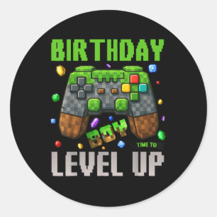Sticker Rond Anniversaire Garçon Temps De Niveau Up Video Jeu A