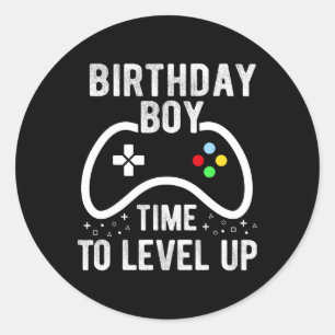 Sticker Rond Anniversaire Garçon Temps De Niveau Up Video Jeu A