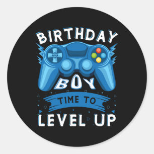 Sticker Rond Anniversaire Garçon Temps De Niveau Up Video Jeu A