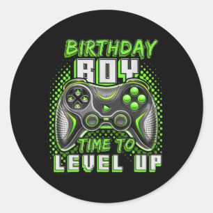 Sticker Rond Anniversaire Garçon Temps De Niveau Up Video Jeu A