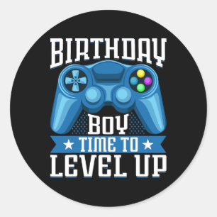 Sticker Rond Anniversaire Garçon Temps De Niveau Up Video Jeu A