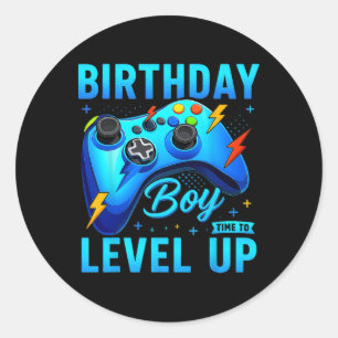 Sticker Rond Anniversaire Garçon Temps De Niveau Up Video Jeu A