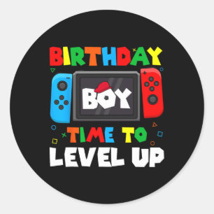 Sticker Rond Anniversaire Garçon Temps De Niveau Up Video Jeu A
