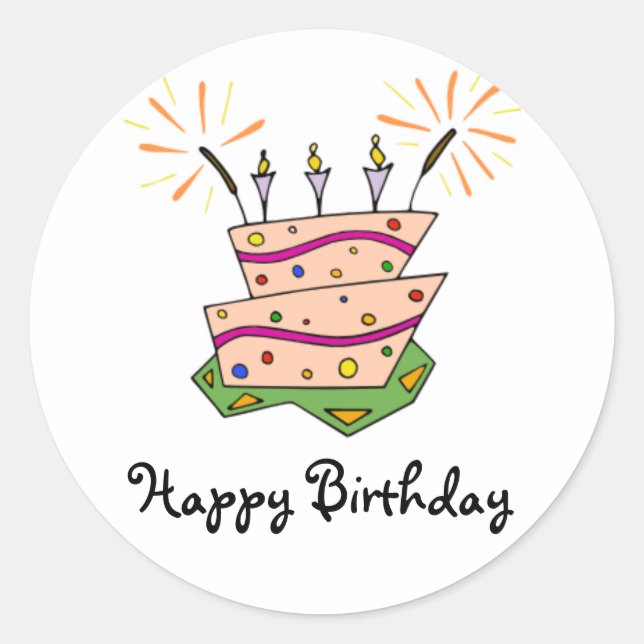 Sticker Rond Anniversaire Gâteau Fun (Devant)