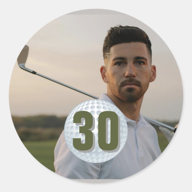 Sticker Rond Anniversaire Golf Party Fun (Devant)