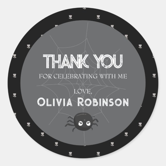 Sticker Rond Anniversaire gothique noir et blanc (Devant)