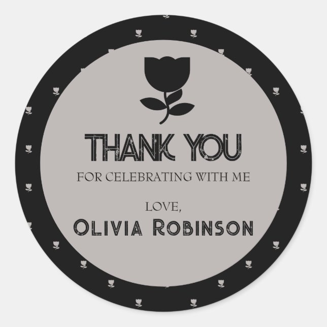 Sticker Rond Anniversaire gothique noir et blanc (Devant)