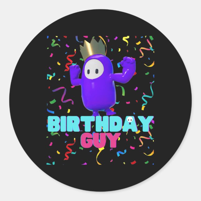 Sticker Rond Anniversaire Guy Fun Populaire Vidéo Jeu Thème Ann (Devant)