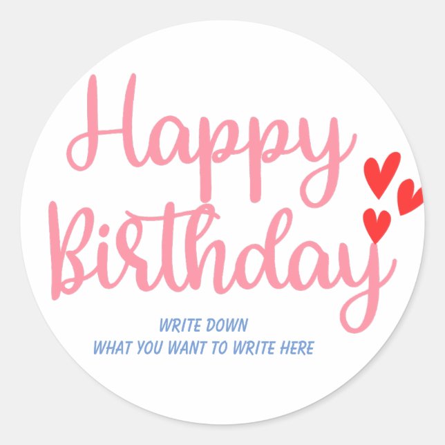 Sticker Rond anniversaire heureux customisé (Devant)