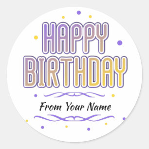Sticker Rond anniversaire heureux personnalisable