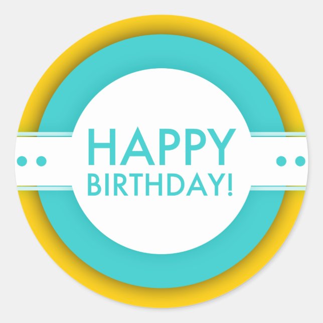 Sticker Rond anniversaire heureux rétro (Devant)