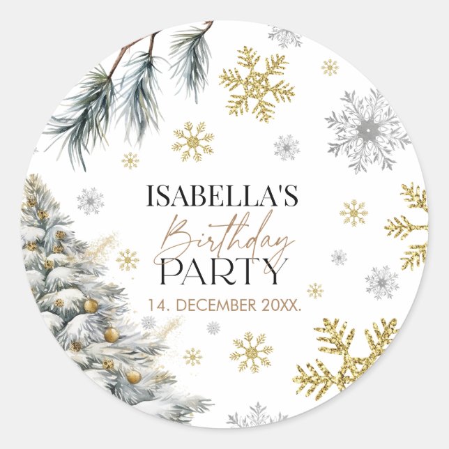 Sticker Rond Anniversaire hiver (Devant)