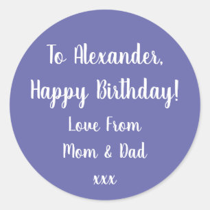 Sticker Rond Anniversaire Joyeux Anniversaire Purple tag cadeau