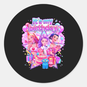 Sticker Rond Anniversaire k-pop mignon chibi k pop fille d'anni