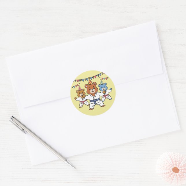 Sticker rond Anniversaire Karate (Enveloppe)