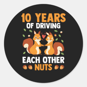 Sticker Rond Anniversaire mariage 10 Ans De Conduite