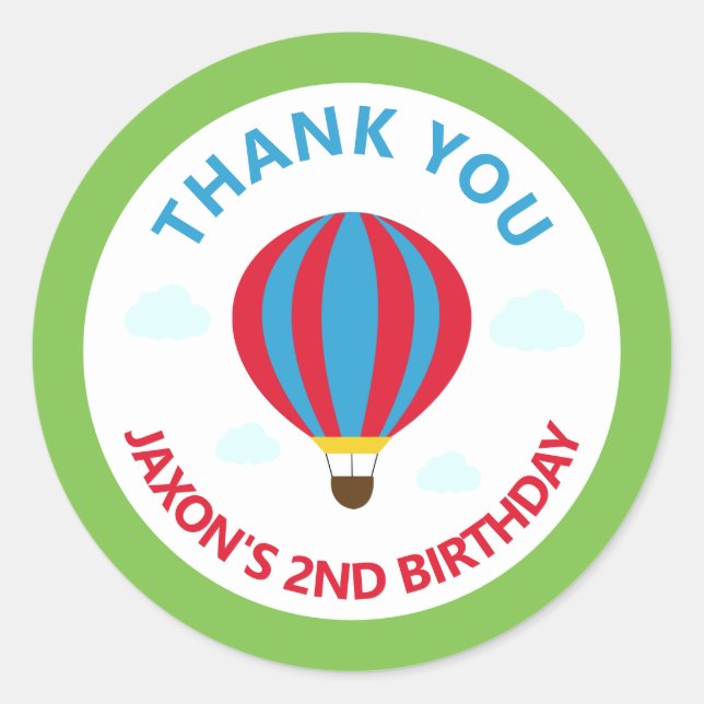 Sticker Rond Anniversaire Merci de fête Favoriser le ballon à a (Devant)