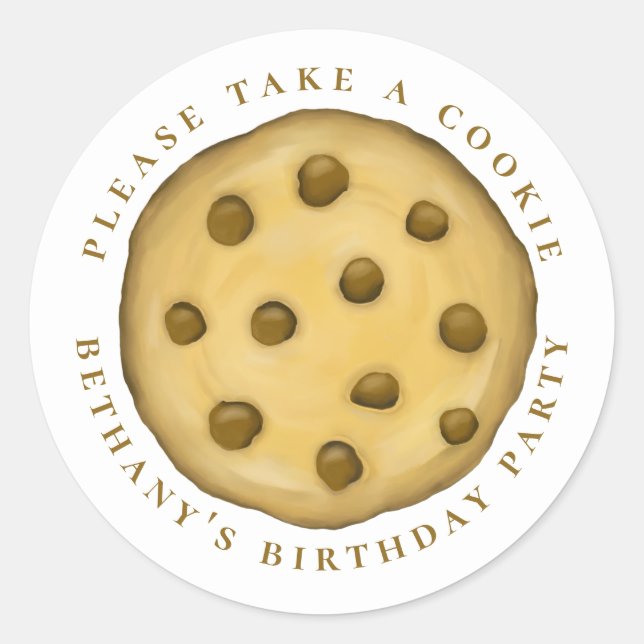 Sticker Rond Anniversaire Mignonne Aquarelle Douce Cookie Favor (Devant)