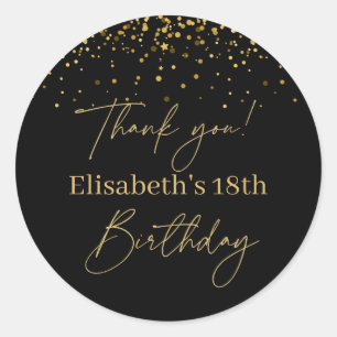 Sticker Rond Anniversaire Moderne Or & Noir