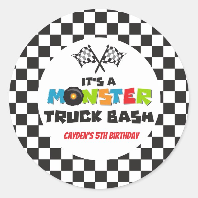 Sticker Rond Anniversaire Monster Truck (Devant)