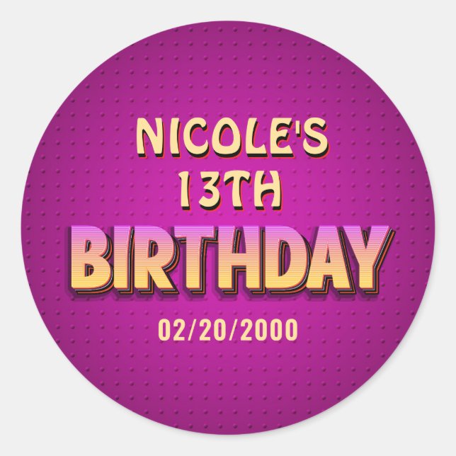 Sticker Rond Anniversaire Neon (Devant)