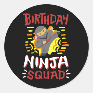 Sticker Rond Anniversaire Ninja Squad Karate Girls Garçons Enfa