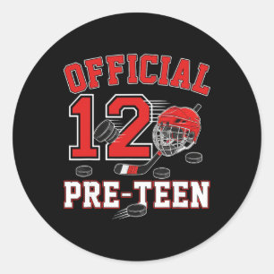 Sticker Rond Anniversaire Officiel Pré-adolescent 12 Ans Garçon