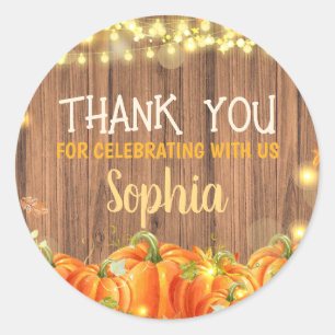 Sticker Rond Anniversaire Patch de Citrouille Rustique d'Automn