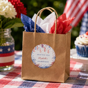 Sticker Rond Anniversaire patriotique USA rouge blanc bleu