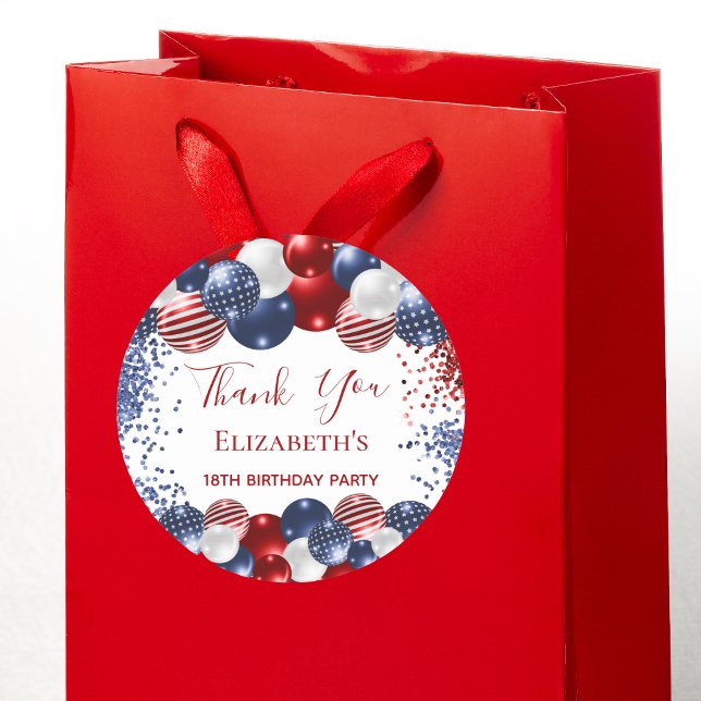 Sticker Rond Anniversaire patriotique USA rouge blanc bleu (Créateur téléchargé)